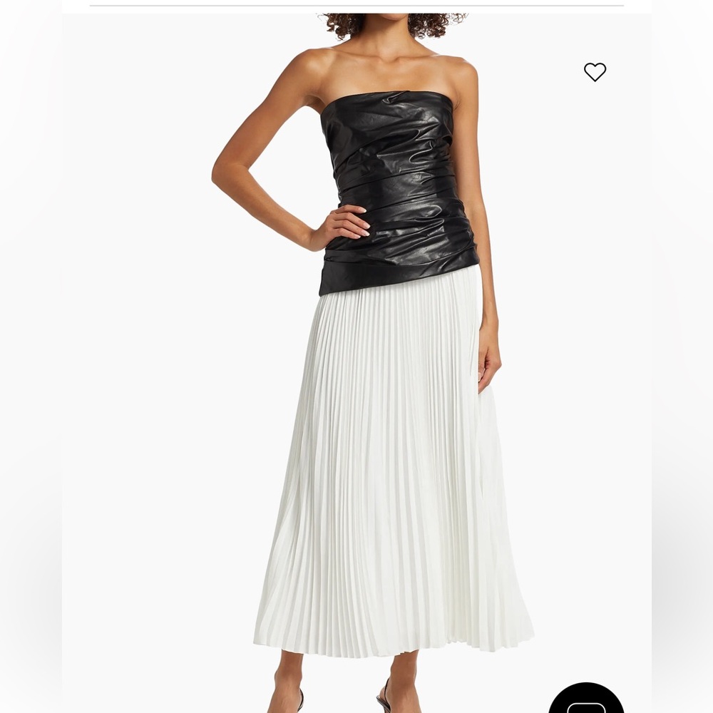 Black Strapless Top and White Pleated Skirt SIMKHAI - Picture 1 of 3